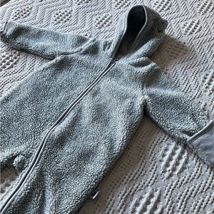 BabyGap grey sherpa bunting suit with bear ears, 6-12 months